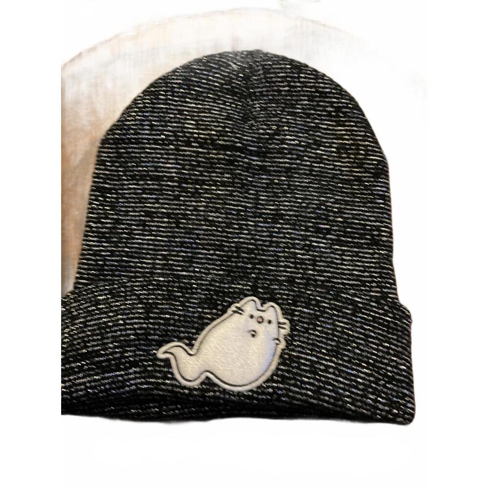 Cozy Pusheen Beanie Hat - Black and White Knitted Cap